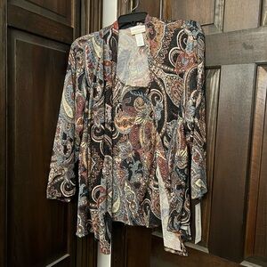 Alfred Dunner Metallic Paisley Cardigan